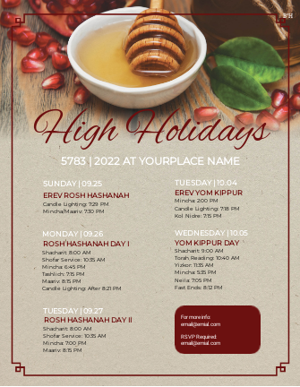 High holidays schedule flyer 1