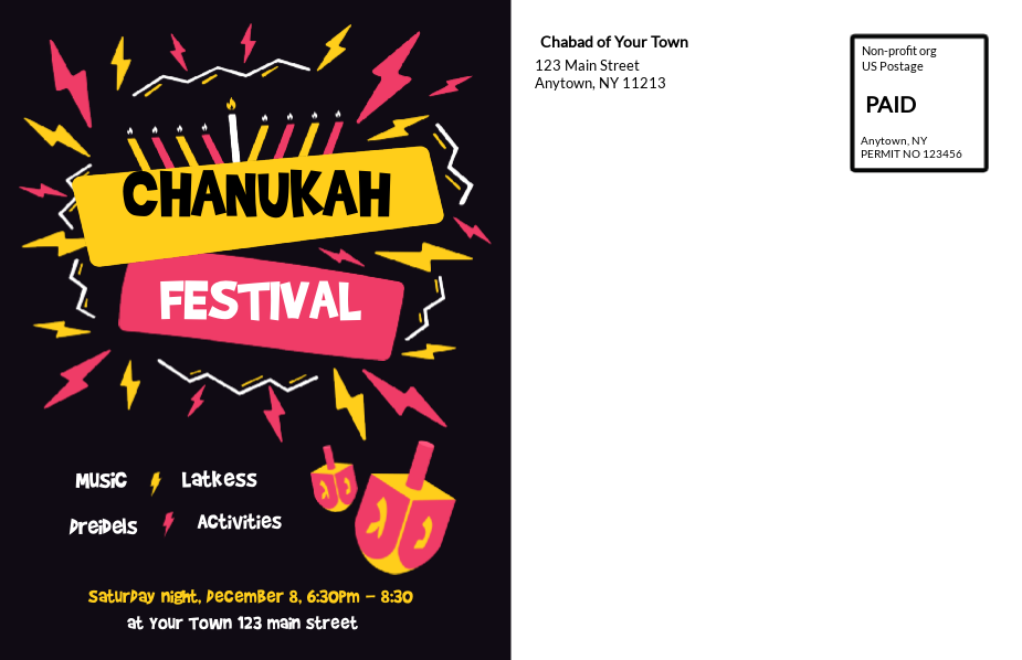 Chanukah Festival Postcard Back