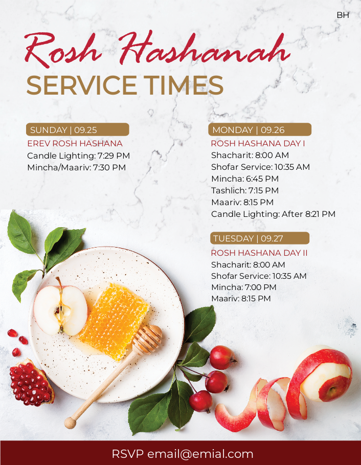 Rosh Hashanah Schedule 1 Flyer