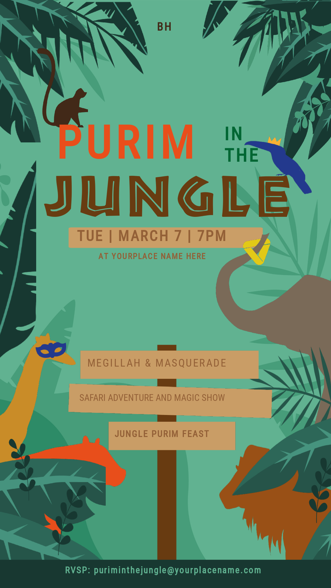 Purim in the jungle instagram story