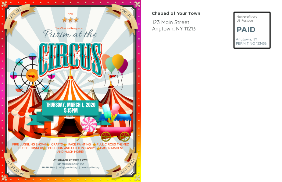 Purim At The Circus Postcard Back