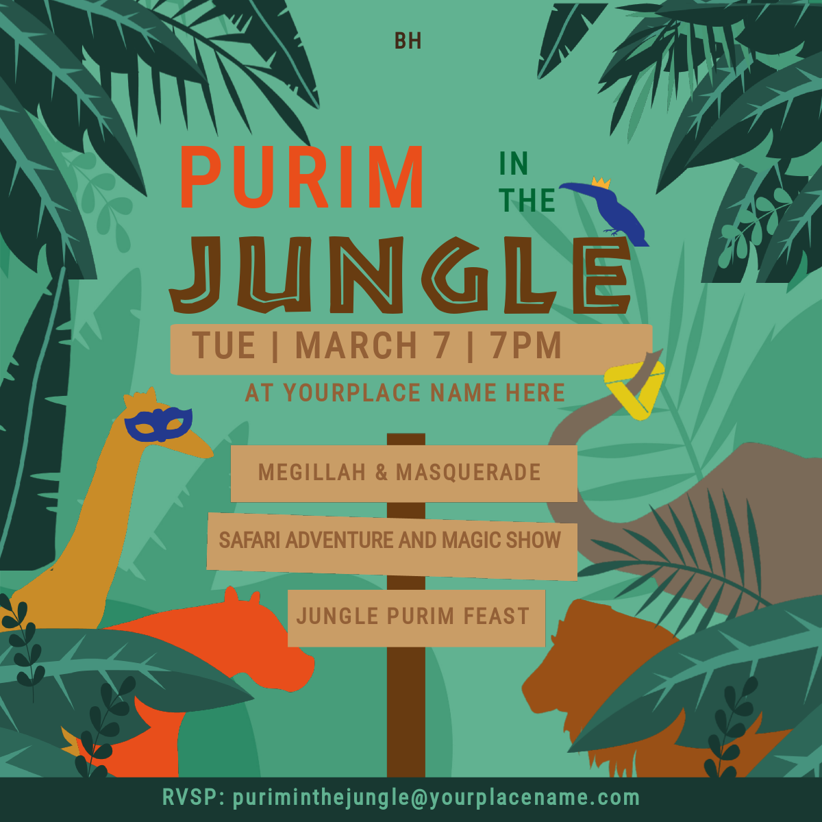 Purim in the jungle social media